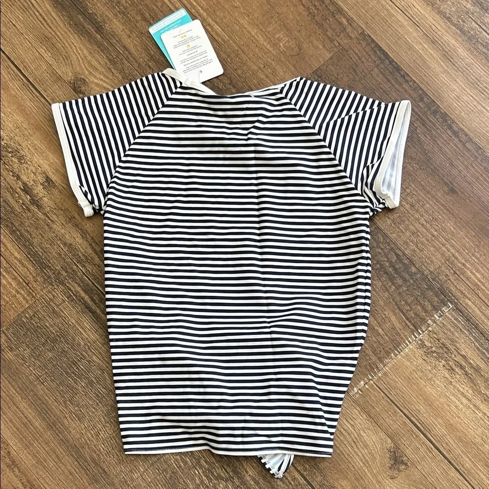 UPF50+ Striped Short Sleeve Top with Knot Detail